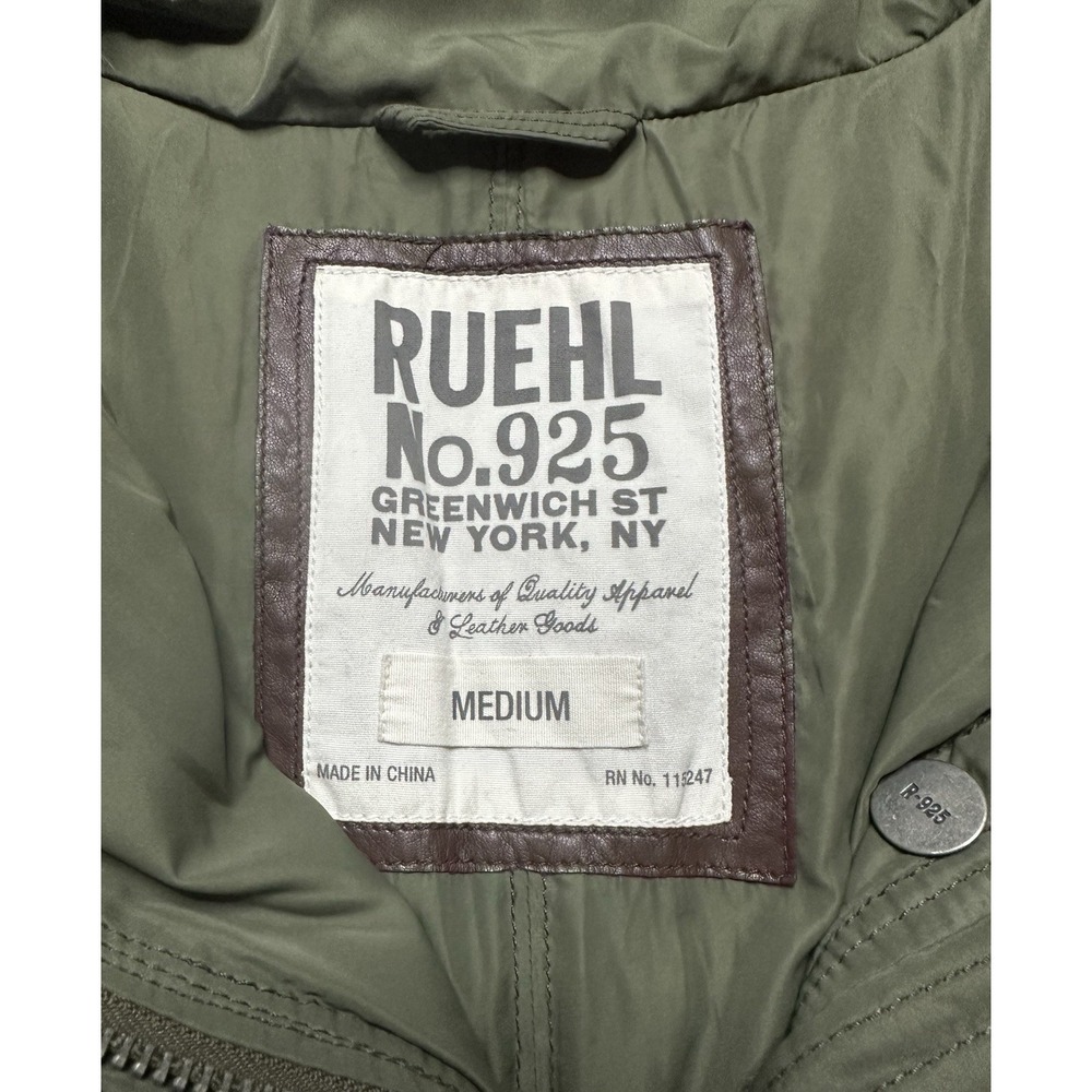 RUEHL No.‎ 925 Women's Down Feather Olive Green Jacket Thigh Length Size Medium - Picture 4 of 12